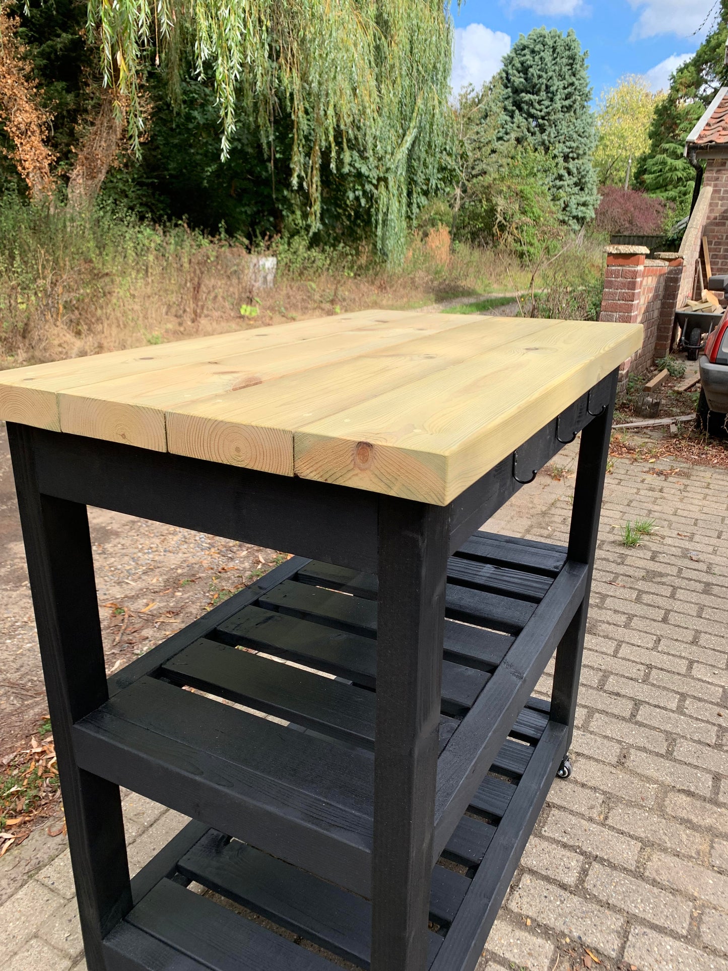 BBQ Table with Double Shelf