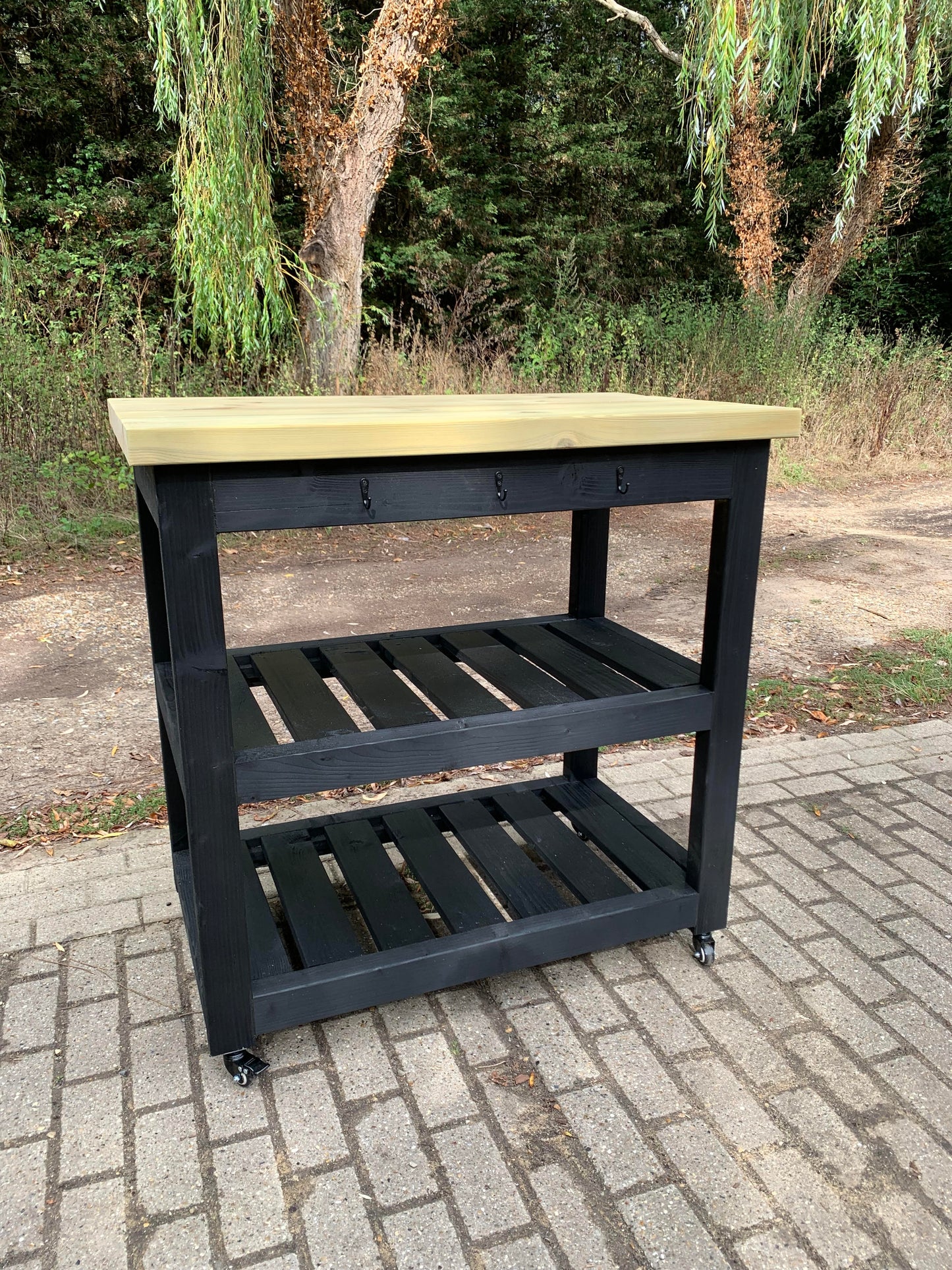 BBQ Table with Double Shelf