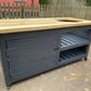 Large BBQ table with Green Egg cut out