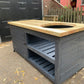 Large BBQ table with Green Egg cut out