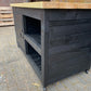 Large BBQ table with cupboard and double shelf