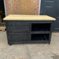 Large BBQ table with cupboard and double shelf