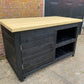Large BBQ table with cupboard and double shelf